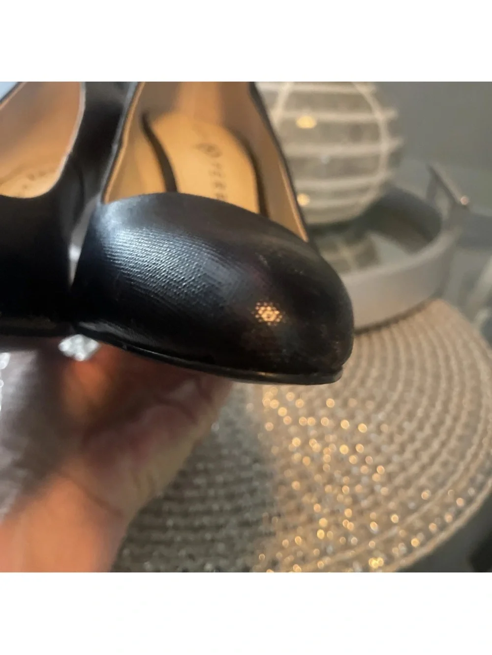 Katie Perry The Mirra Black Pumps with Clear Lucite Block Heel 9.5
